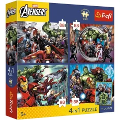 Marvel Отмъстителите - 4 x 88 бр. Premium Plus Kids пъзел - Trefl изображение 1