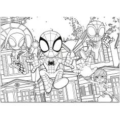 Marvel Spidey 2 в 1 макси 4x48бр. пъзел и оцветяване 35x25см - Lisciani изображение 2