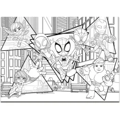 Marvel Spidey 2 в 1 макси 4x48бр. пъзел и оцветяване 35x25см - Lisciani изображение 4