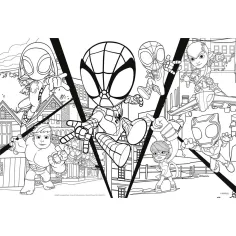 Marvel Spidey се бори 2 в 1 24 части пъзел и оцветяване 50x35см - Lisciani изображение 2