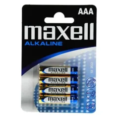 Maxell: Алкална тънка батерия 1.5V AAA LR03 4бр в блистерна опаковка