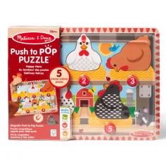 Melissa&Doug Push to Pop Puzzle – Щастливи кокошки дървен развиващ пъзел - Spin Master