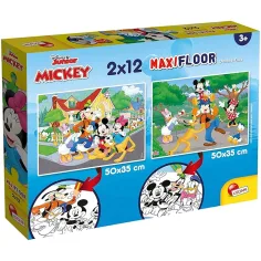 Мики Маус 2 в 1 2x12бр. макси пъзел и оцветяване - Лисчани