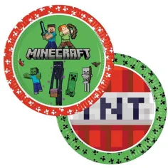 Minecraft комплект от 8 хартиени чинии с диаметър 23 см