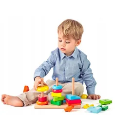 Montessori дървен комплект за строене на кула - Woodyland изображение 2
