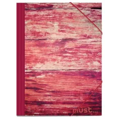 Must: Червена дървена шарена папка 25x35см