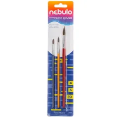 Nebulo: Четка за рисуване с дървена дръжка 3бр. комплект (4-6-10)