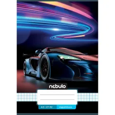 Nebulo: Тетрадка A/5 с неонови автомобили и квадратен десен 27-32