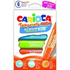 Неонови темперни моливи 6бр. комплект - Carioca
