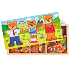 Дървен пъзел с мечешко семейство за обличане - Woodyland изображение 2
