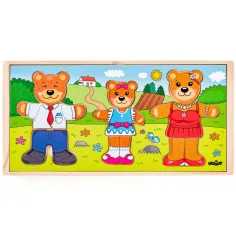 Облечена мечешка фамилия дървена пъзел - Woodyland