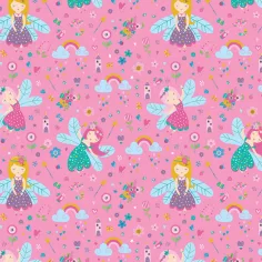 Опаковъчна хартия с феи и дъги 100x70см изображение 1