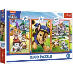 Пъзел с усмихнати кучета от Paw Patrol 3x80бр - Trefl изображение 1
