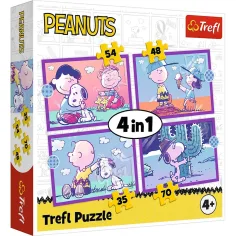 Peanuts Snoopy куче ден 4 в 1 пъзел 35-48-54-70бр - Trefl