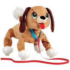 Peppy Pups: Кафяво плюшено куче с поводи 28см