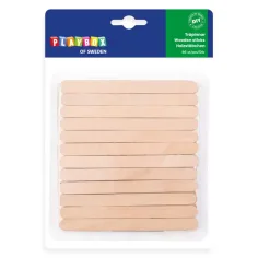 PlayBox: Декорационни дървени пръчки с закръглени ъгли 110x10mm 96бр. пакет