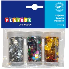 PlayBox: Декоративни сърца в различни цветове 3x12g пакет