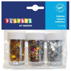 PlayBox: Декоративни звезди в различни цветове 3x12g пакет