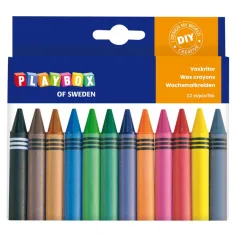 PlayBox: Комплект восъчни цветни моливи 12бр. 1,1см