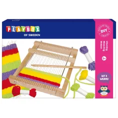 PlayBox: Комплект за тъкане с конци и квадратна тъкачна рамка