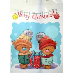Подаръчна чанта с коледни мечета и надпис Merry Christmas 32,5x45,5x10cm
