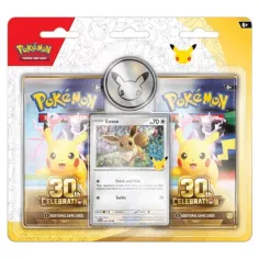 Pokémon TCG: 30-та годишнина 2-Pack Blister – Двойно широко (Eevee промо + Pikachu монета)