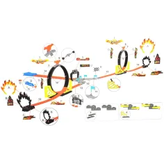 Power Track 37-частен комплект за състезателна писта с контури и 2 задно-влачени коли 1/64 изображение 3