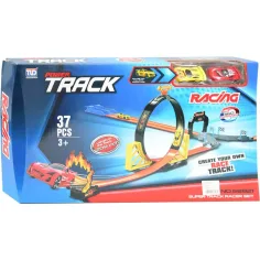 Power Track 37-частен комплект за състезателна писта с контури и 2 задно-влачени коли 1/64
