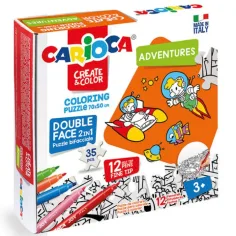 Приключенски цветен двустранен пъзел 12бр флумастери - Carioca