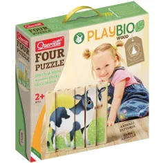Quercetti: PlayBio Фермерски животни 4 в 1 дървена пъзел