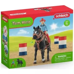 Schleich: Farm World - Състезание с бъчви с каубойка комплект (42576)