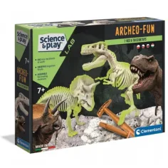 Science&Play: Archeofun Светещ Т-Рекс и Трицератопс археологически комплект - Clementoni
