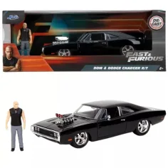 Смъртоносен ход: 1970 Dodge Charger метален автомобилен модел с фигура на Дом 1/24 - Simba Toys изображение 1