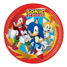 Sonic е таралежът комплект от 8 хартиени чинии с диаметър 23 см