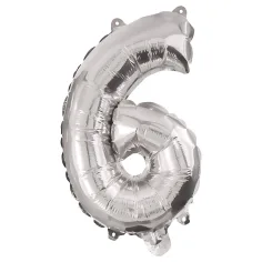 Сребрист балон с цифра 6 – 86 см