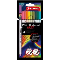 Stabilo: Pen 68 Brush ARTY маркер с четка комплект 10бр.