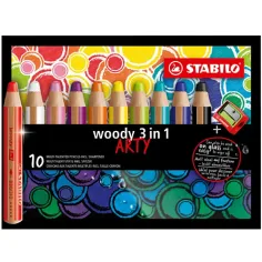 Stabilo Woody 3in1 ARTY цветни моливи комплект 10бр.