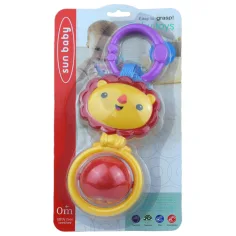 Sun Baby: Весел лъв бебешка дрънкалка с въртяща се топка без BPA изображение 3