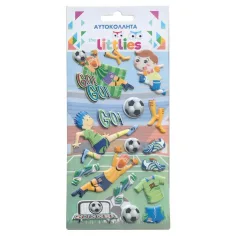 The Littlies: 3D пухкави стикери с мотиви на футбол на лист 10x22cm