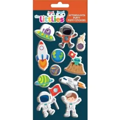 The Littlies: Космос 3D пухкави стикери комплект 10x22см лист
