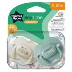 Tommee Tippee: AnyTime комплект с 2 броя залъгалки с шини (6-18 м) изображение 1