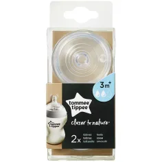 Tommee Tippee: Closer to Nature среден поток биберон 2бр (3 м+)