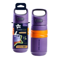 Tommee Tippee: Superstar Чаша с капак и сламка лилав цвят 500ml (18 м.+)