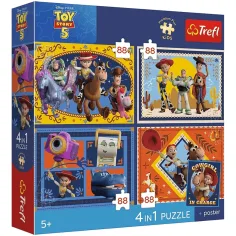 Toy Story 5 - 4 x 88 бр. Премиум Плюс детски пъзел - Trefl изображение 1