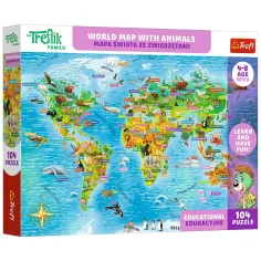 Treflik Световна карта с животни обучителен 104бр. пъзел - Trefl изображение 1