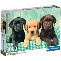Три малки лабрадора 1000 части HQC пъзел с постер - Clementoni