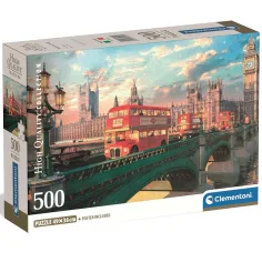 Уестминстърският мост при залез 500 части HQC компактен пъзел - Clementoni