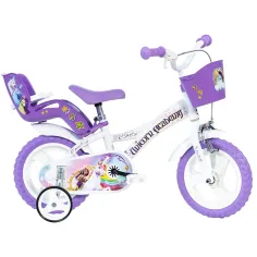 Университет на еднорозите бял-лилав велосипед 12-ти размер - Dino Bikes велосипед