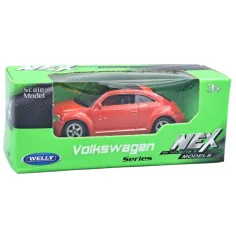 Welly: Volkswagen Beetle модерен червен автомобил модел 1/64