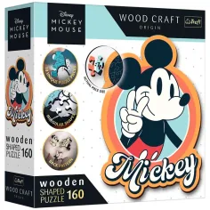 Wood Craft: Disney - Ретро Мики Маус 160 части премиум дървен пъзел - Trefl